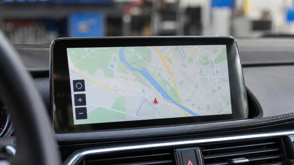 Honda car navigation screen with a map